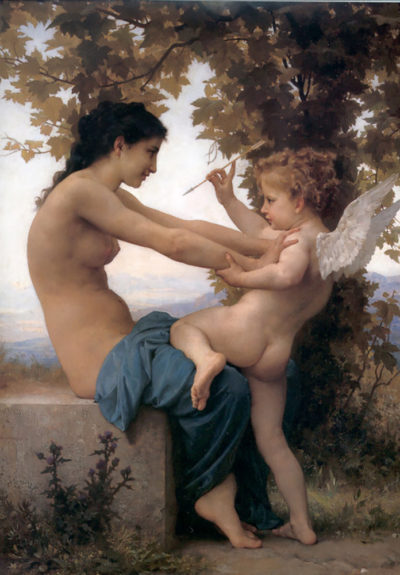 William-Adolphe Bouguereau A Young Girl Defending Herself Against Eros