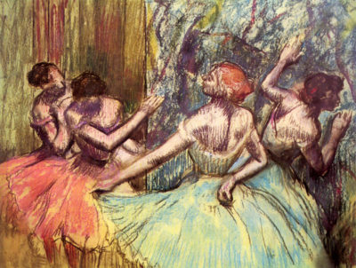 Edgar Degas Four dancers behind the scenes
