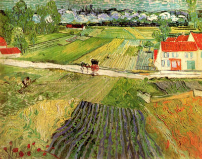 Vincent van Gogh Landscape with Carriage and Train in the Background