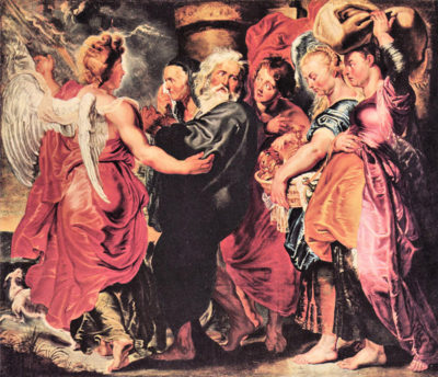 Peter Paul Rubens Lot with his family to leave Sodom