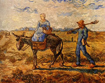 Vincent van Gogh Morning Peasant Couple Going to Work