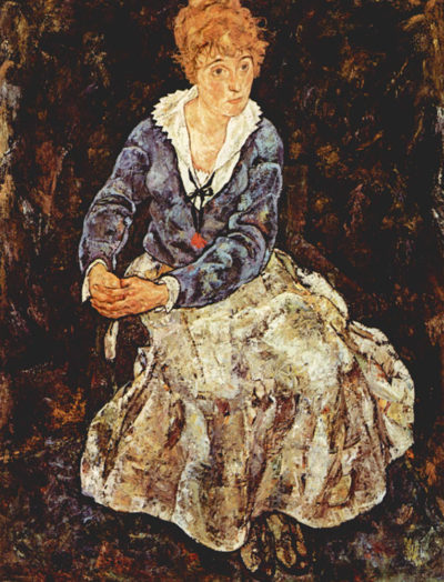 Egon Schiele Portrait of Edith Schiele sitting
