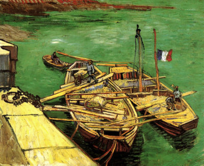 Vincent van Gogh Quay with Men Unloading Sand Barges