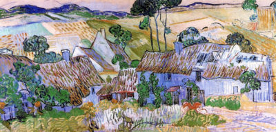 Vincent van Gogh Thatched Cottages by a Hill