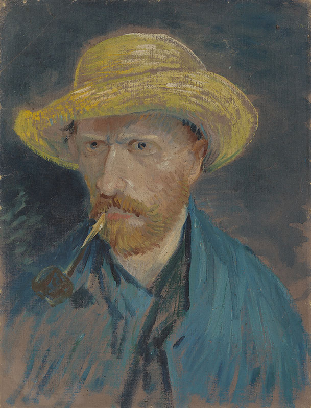 Vincent van Gogh Self-Portrait with Straw Hat and Pipe