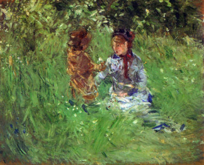 Berthe Morisot Woman and child in garden in Bougival