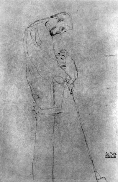 Gustav Klimt Woman and man standing in profile